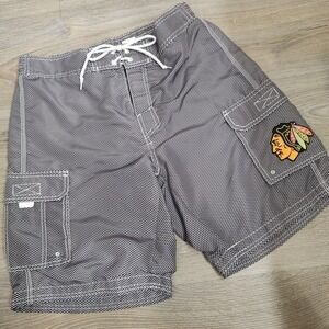 Chicago Blackhawks Board Shorts Swim Trunks Lined GIII By Carl Banks Black‎ Sz M